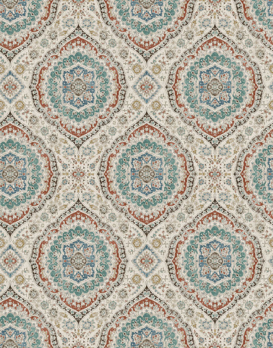 Nina Campbell Karabali Multi-coloured, Turquoise / Teal, Pink / Red Wallpaper Sample NCW4597-04