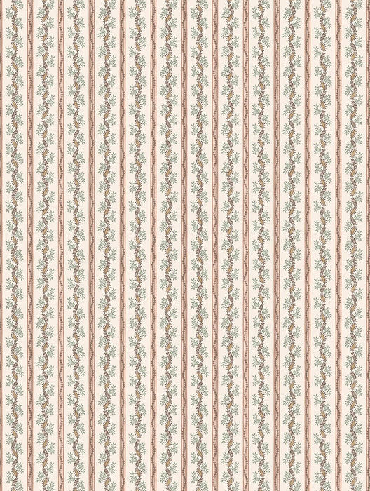 Nina Campbell Odile Coral / Eucalyptus Wallpaper Sample NCW4631-02