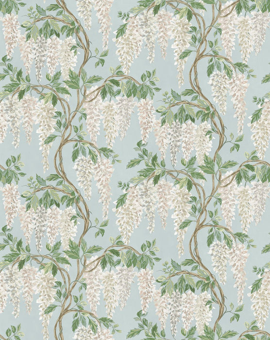 Nina Campbell Wisteria Walk Aqua / Green Wallpaper Sample NCW4632-01