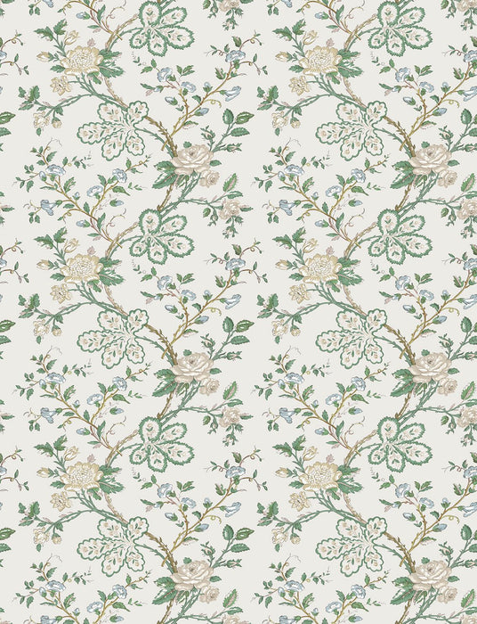 Nina Campbell Genevieve Green / Blue / Ivory Wallpaper Sample NCW4634-01