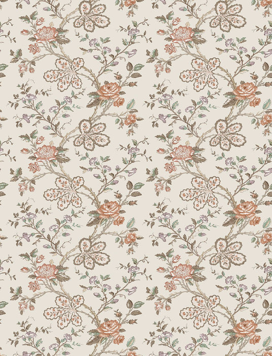 Nina Campbell Genevieve Taupe / Antique Rose / Linen Wallpaper Sample NCW4634-04