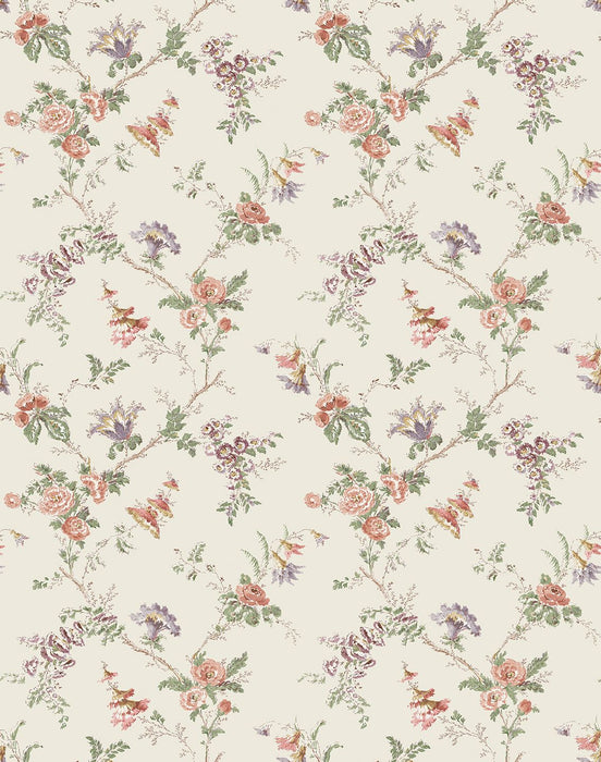 Nina Campbell Boscobel Coral / Green Wallpaper Sample NCW4637-02