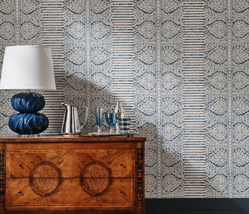 Nina Campbell Nicolet Beige / Duck Egg Wallpaper NCW4636-02
