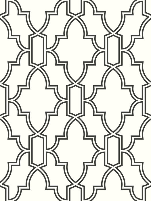 NextWall Black And White Tile Trellis Black & White Wallpaper Sample NW31600