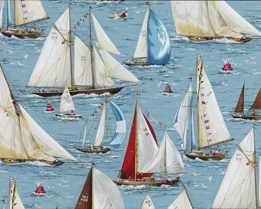 Pierre Frey Regates Bleu Fabric Sample F2360001