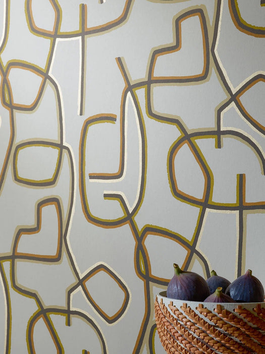 Pierre Frey Graphic Ocre Wallpaper Sample FP070001