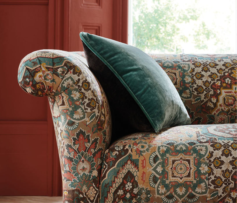 Nina Campbell Paridaiza Chocolate / Teal / Russet Fabric Sample NCF4565-03