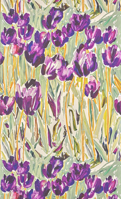 Pierre Frey Black Tulips Printemps Wallpaper Sample FP105001