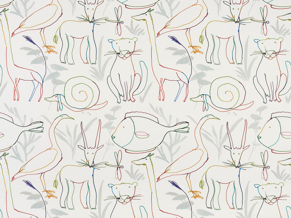 Pierre Frey Bestiaire Enchante Multicolore Wallpaper Sample FP835001