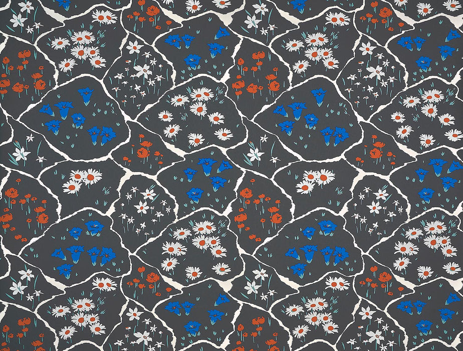 Pierre Frey Champ Fleuri Fusain Wallpaper Sample FP093003