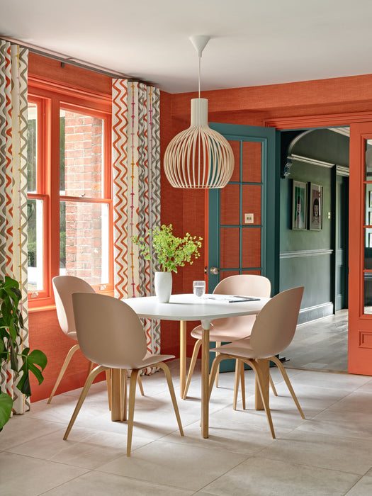 Christopher Farr Rick Rack Printed Embroidered Orange Fabric
