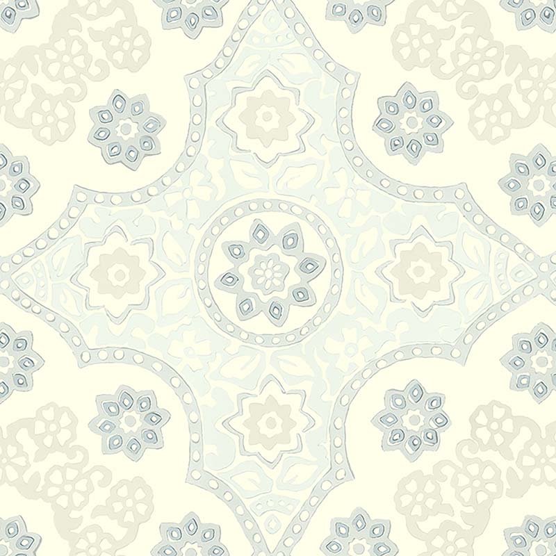 Galbraith & Paul Seville Medallion Glacier Wallpaper Sample