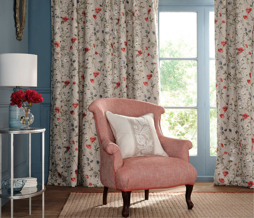 Nina Campbell Snowshill Meadow Poppy/Blue/Green Fabric Sample NCF4600-01