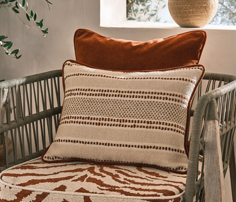 Osborne & Little Solana Stripe Linen / Terracotta Fabric F8102-01
