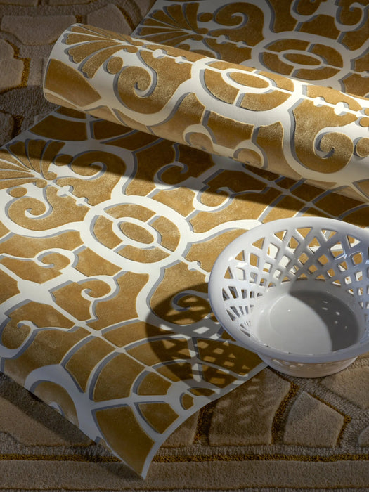 Pierre Frey L'allee du roi flock Travertin Wallpaper Sample FP271001