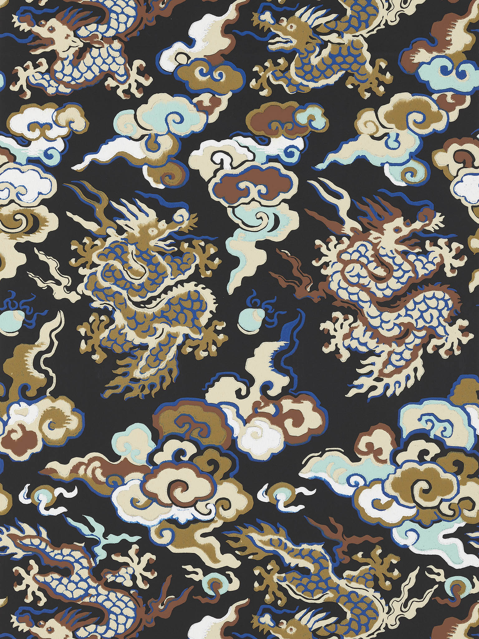 Pierre Frey Dragons De Feu Noir Wallpaper Sample FP763004