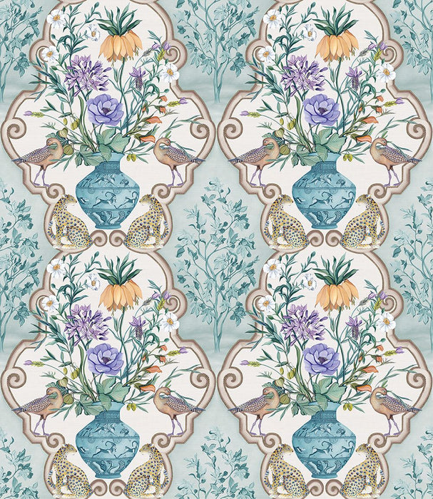 Osborne & Little Sundara Aqua / Voilet Wallpaper Sample W8031-01