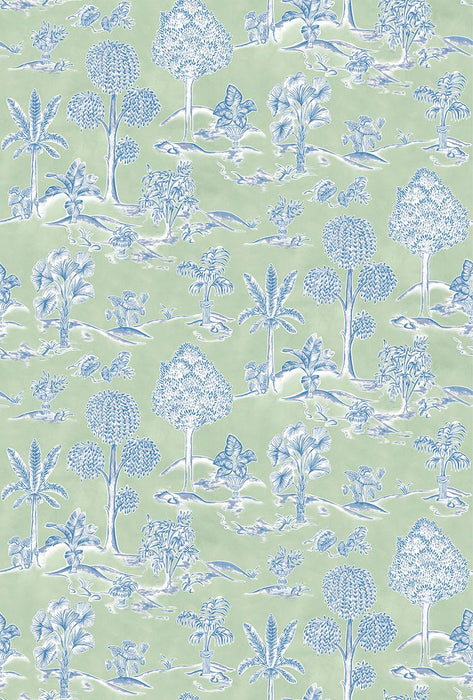 Osborne & Little Karuna Apple / Denim Wallpaper Sample W8033-01
