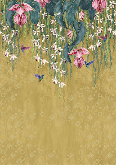 Osborne & Little Trailing Orchid Panel Metallic Gold Wallpaper W8037-02