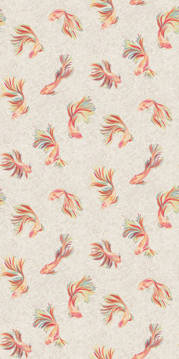 Osborne & Little Aquaria Linen / Mandarin Wallpaper Sample W8123-02