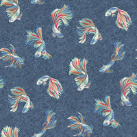 Osborne & Little Aquaria Indigo / Coral Wallpaper W8123-04