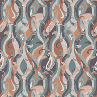 Osborne & Little Castillo Aqua / Sienna Wallpaper W8127-02