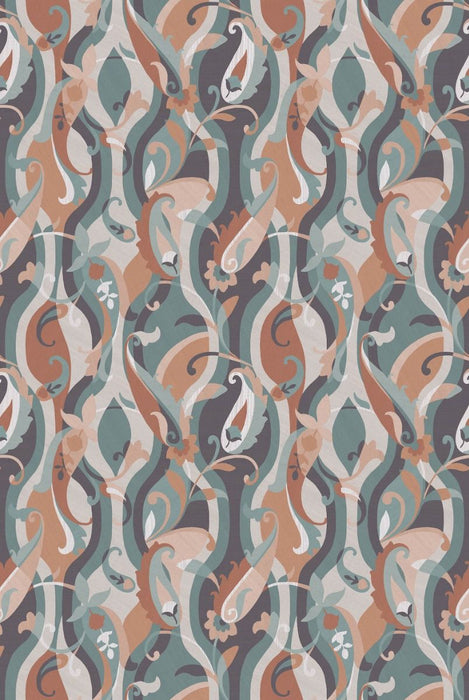 Osborne & Little Castillo Aqua / Sienna Wallpaper Sample W8127-02