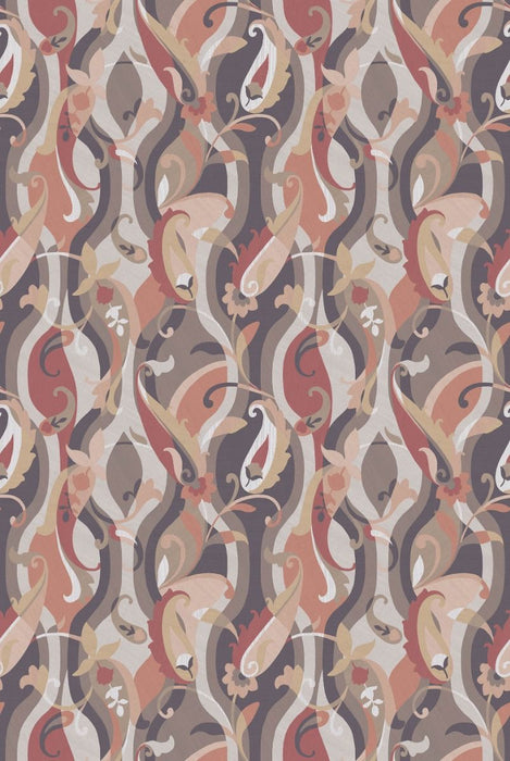 Osborne & Little Castillo Charcoal / Terracotta Wallpaper W8127-03