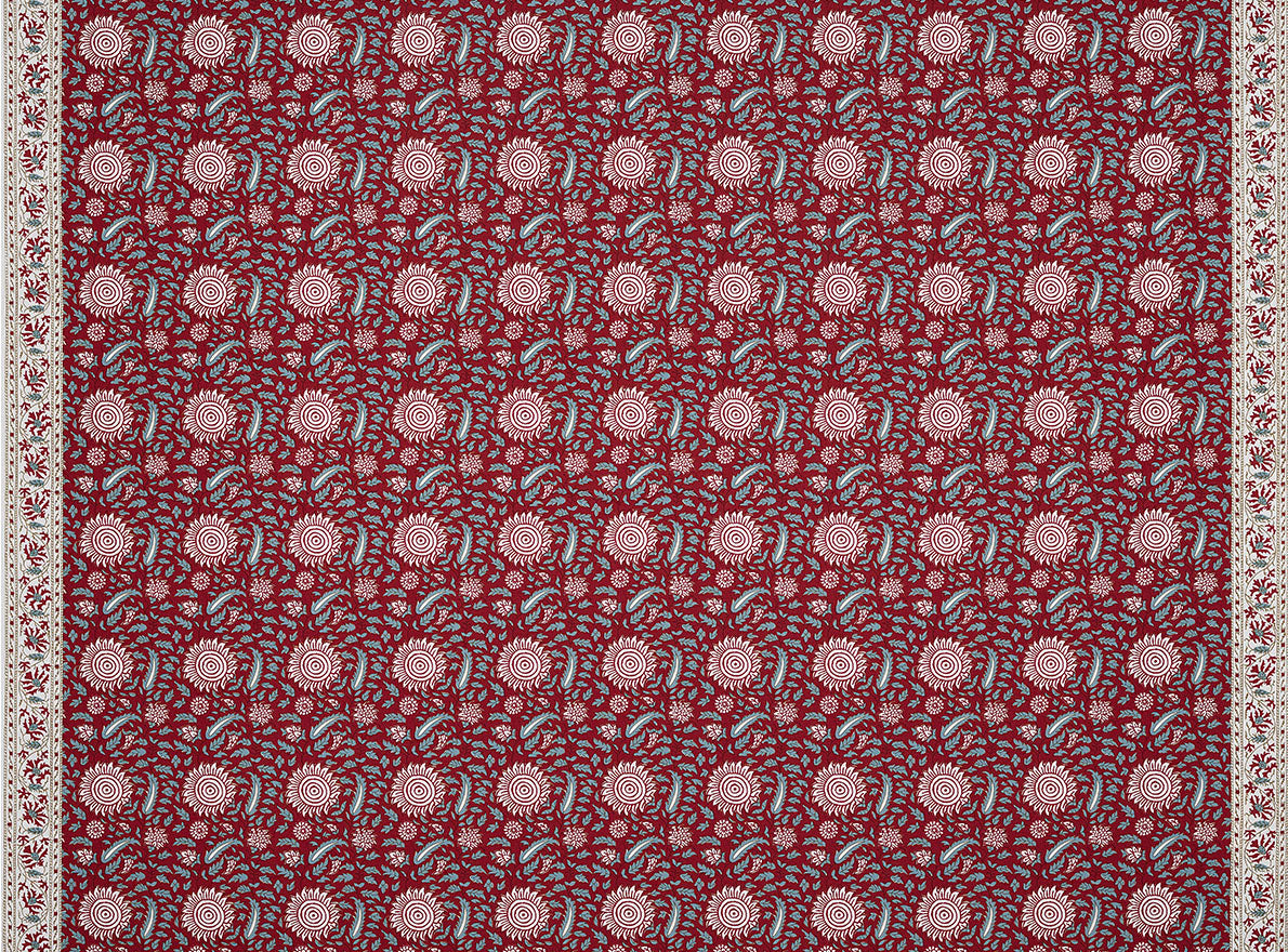 Braquenie Semi Kalamkar Alizarine Fabric Sample B7642001