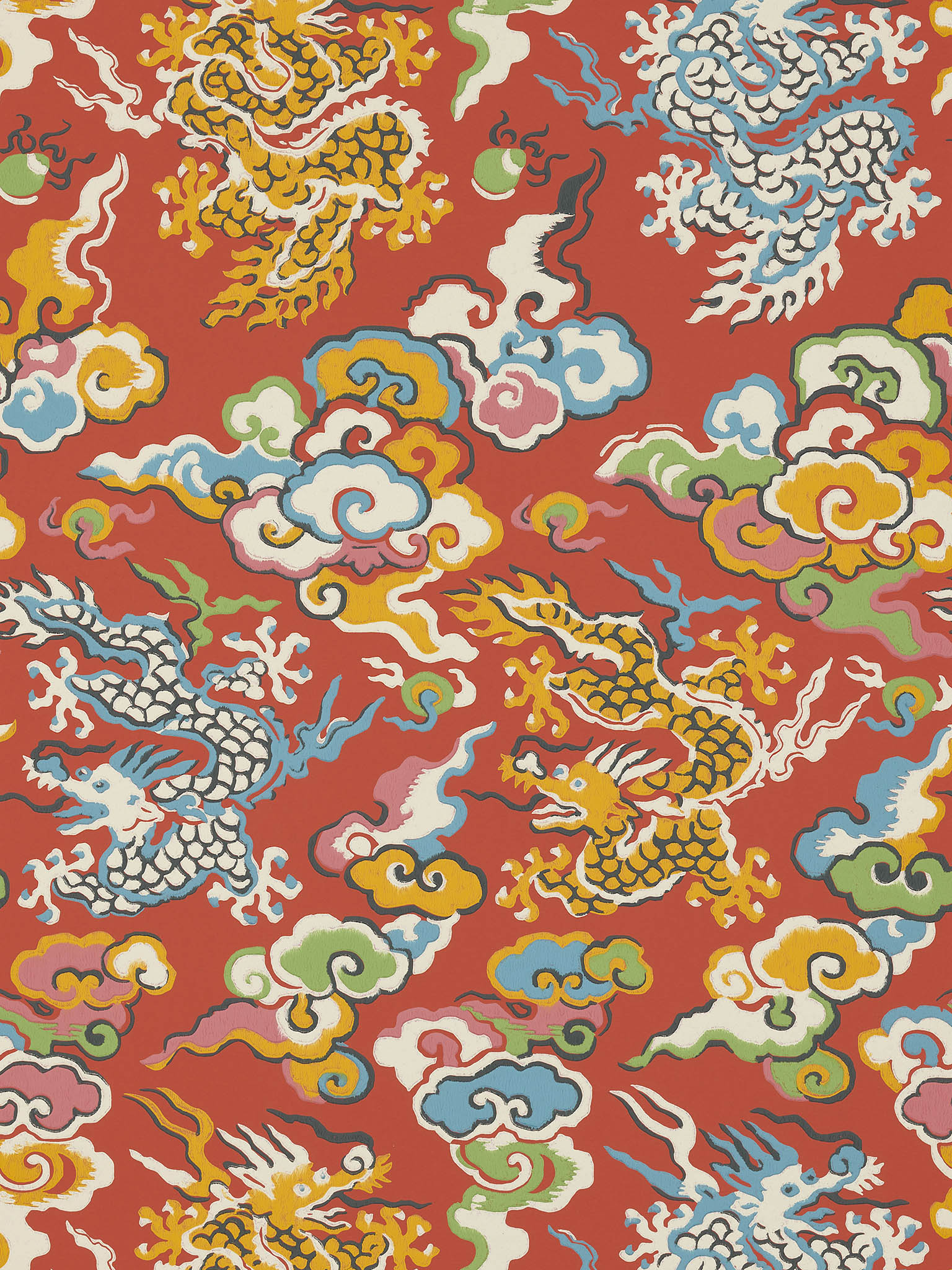 Pierre Frey Dragons De Feu Sanguine Wallpaper Sample FP763003