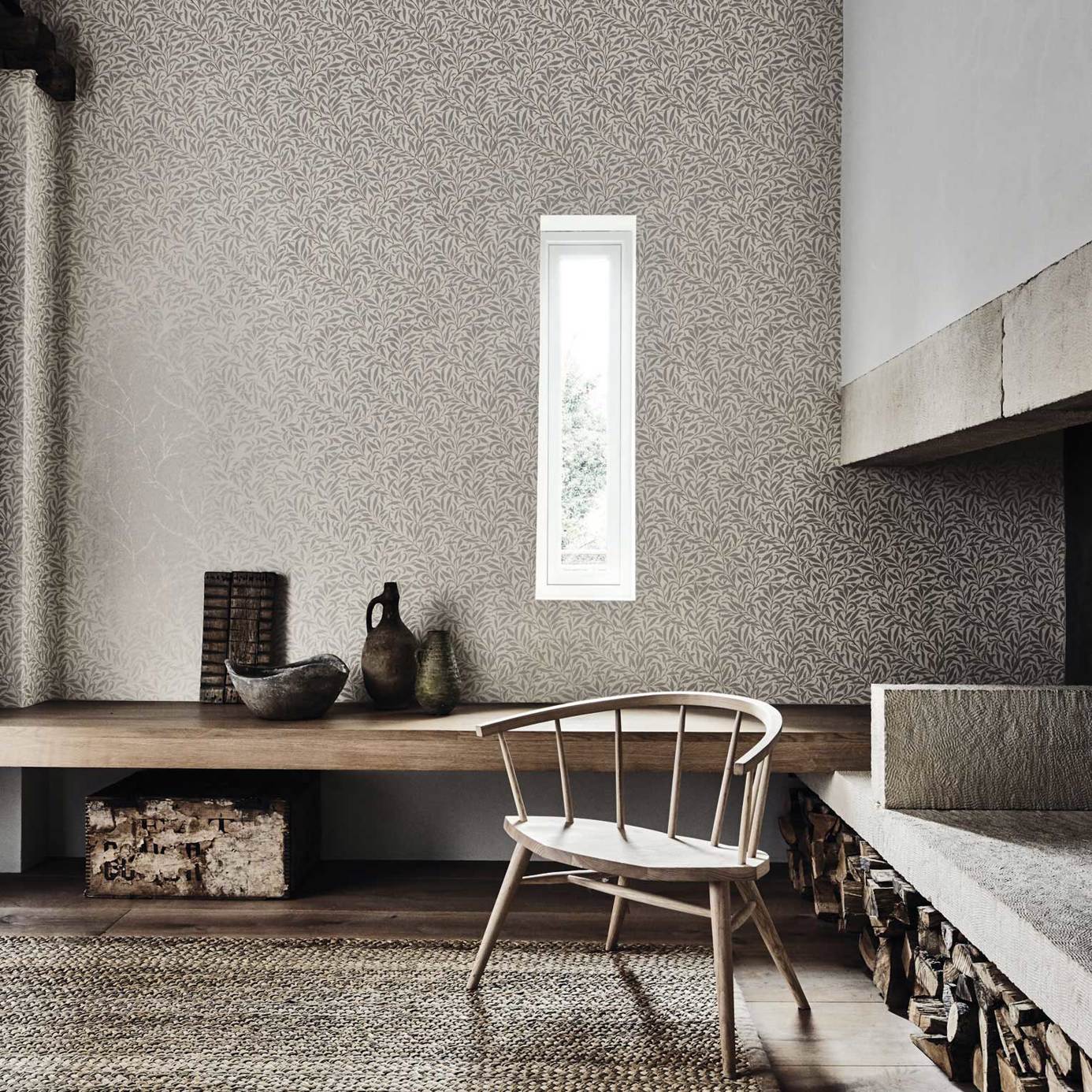 Morris & Co Pure Willow Bough Ecru/Silver 216023 Wallpaper DMPU216023