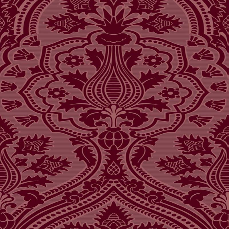 Cole & Son Pugin Palace Flock Claret Wallpaper 116/9034.CS.0