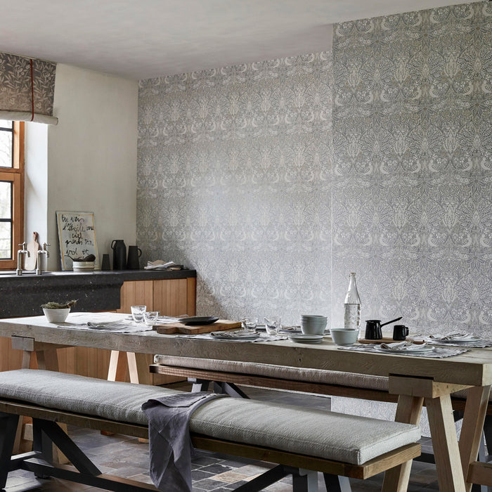 Morris & Co Pure Dove & Rose Cloud Grey 216520 Wallpaper DMPN216520
