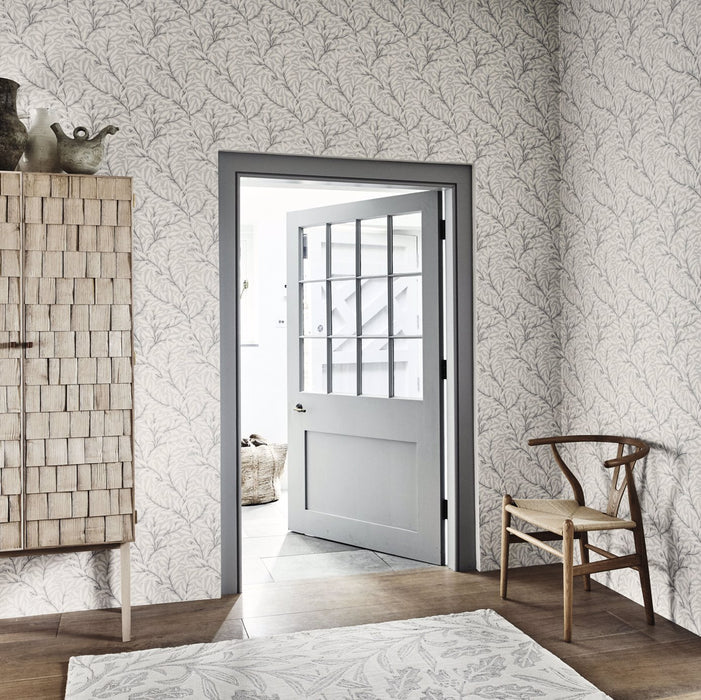 Morris & Co Pure Willow Bough Ecru/Silver 216023 Wallpaper DMPU216023