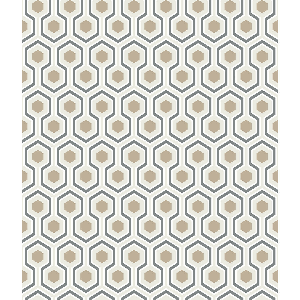 Cole & Son Hicks Hexagon Gilver/Wt/Bk Wallpaper 95/3016.CS.0