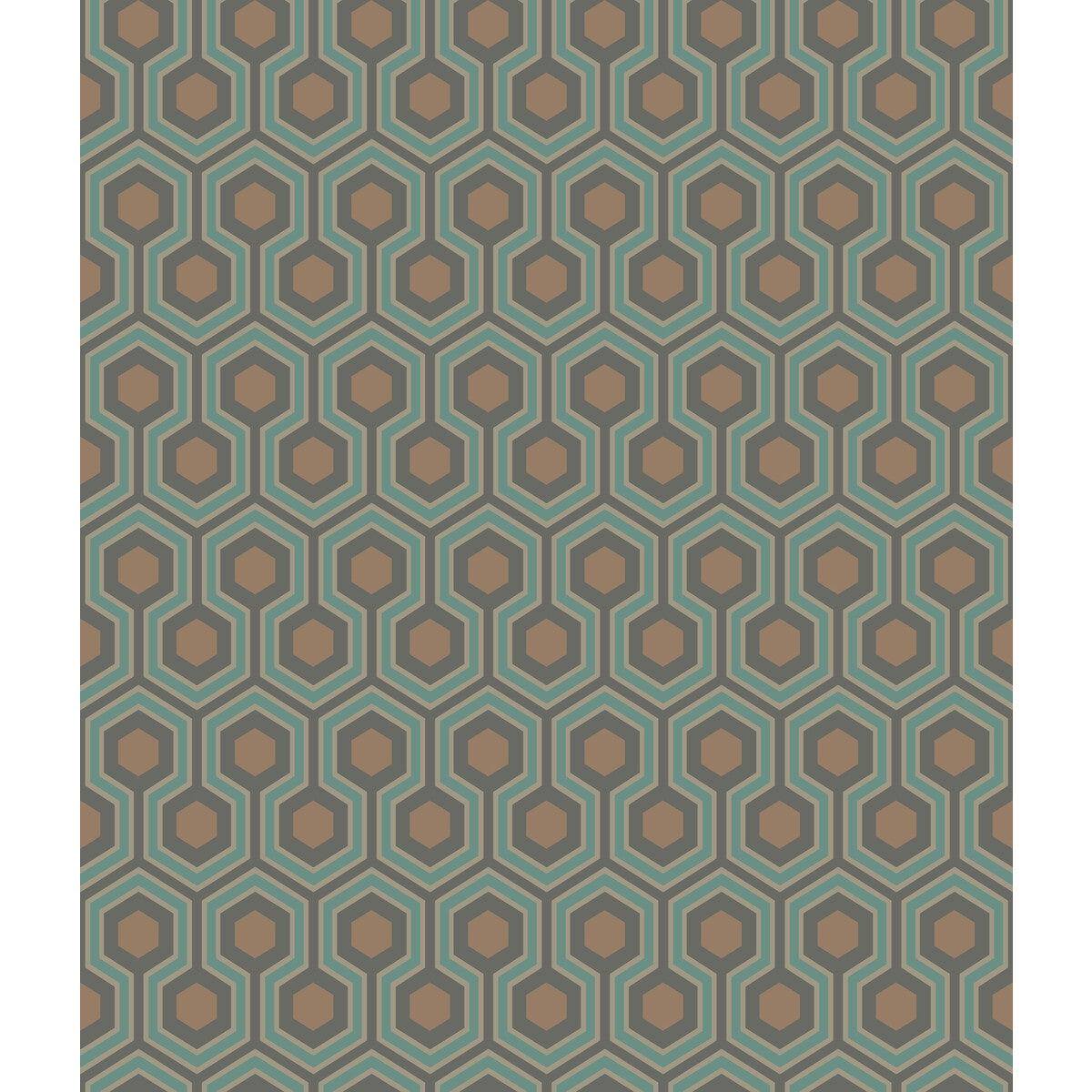 Cole & Son Hicks Hexagon Teal/Gold Wallpaper 95/3018.CS.0