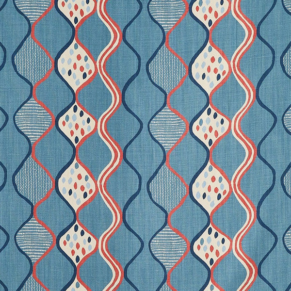 Peter Dunham Baltic Wave  Blue/Red Fabric 111BTW03