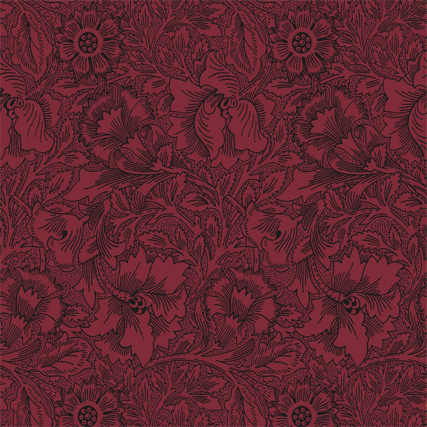 Morris & Co Poppy Claret 216956 Wallpaper DBPW216956