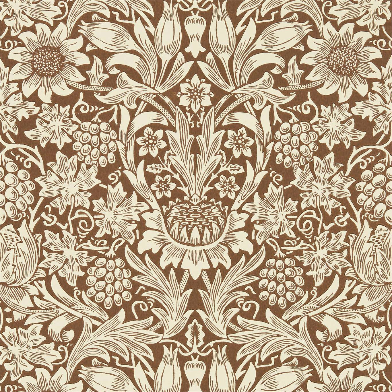 Morris & Co Sunflower Chocolate/Cream 216961 Wallpaper DBPW216961