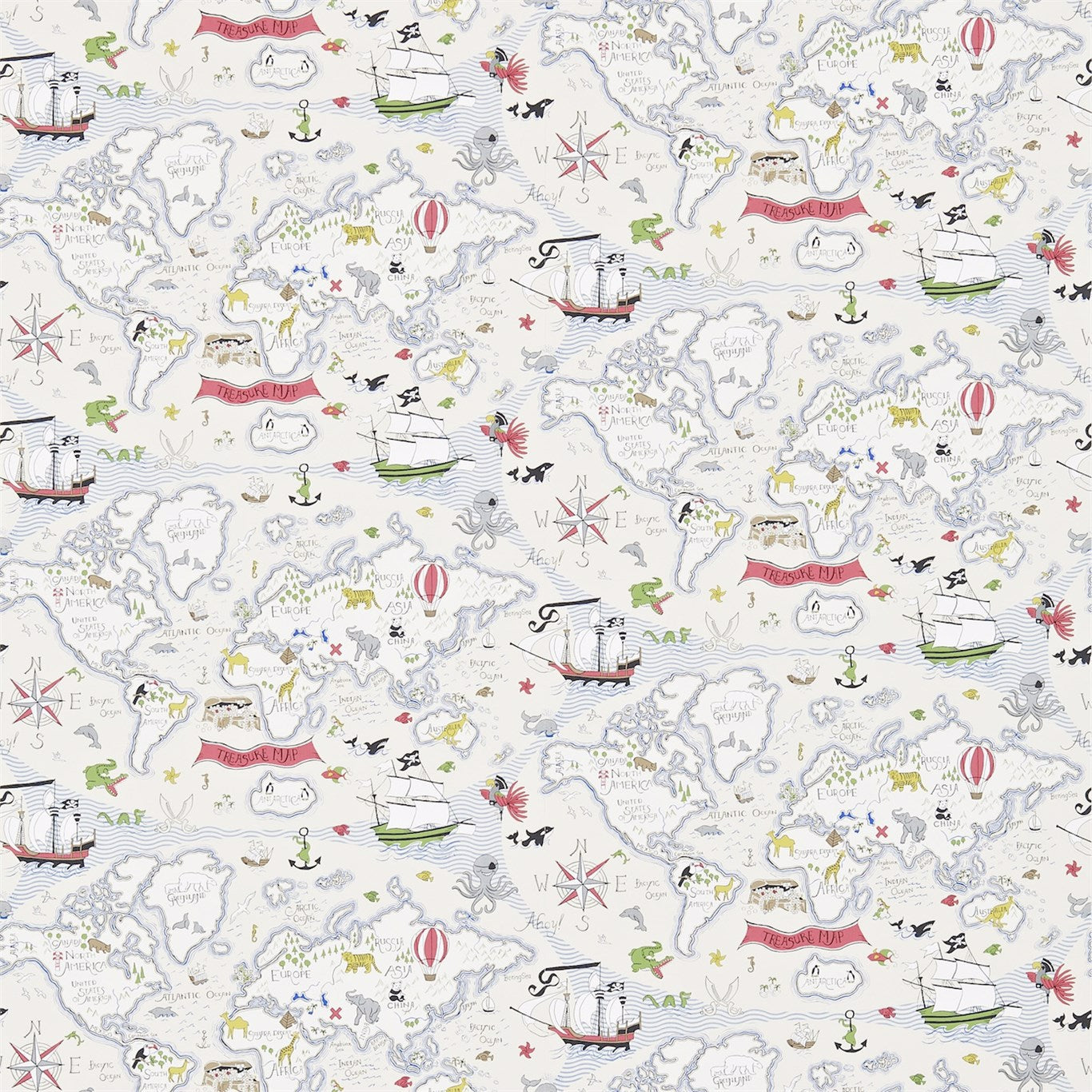 Sanderson Treasure Map Vanilla/Multi 214040 Wallpaper DLIT214040