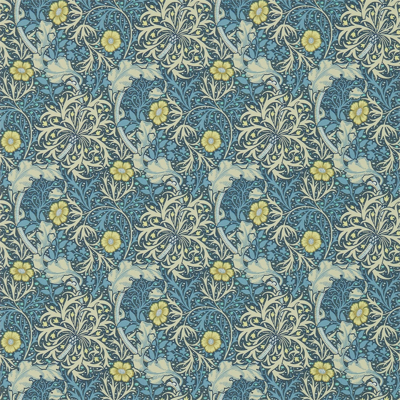 Morris & Co Morris Seaweed Ink/Woad 214714 Wallpaper DM3W214714