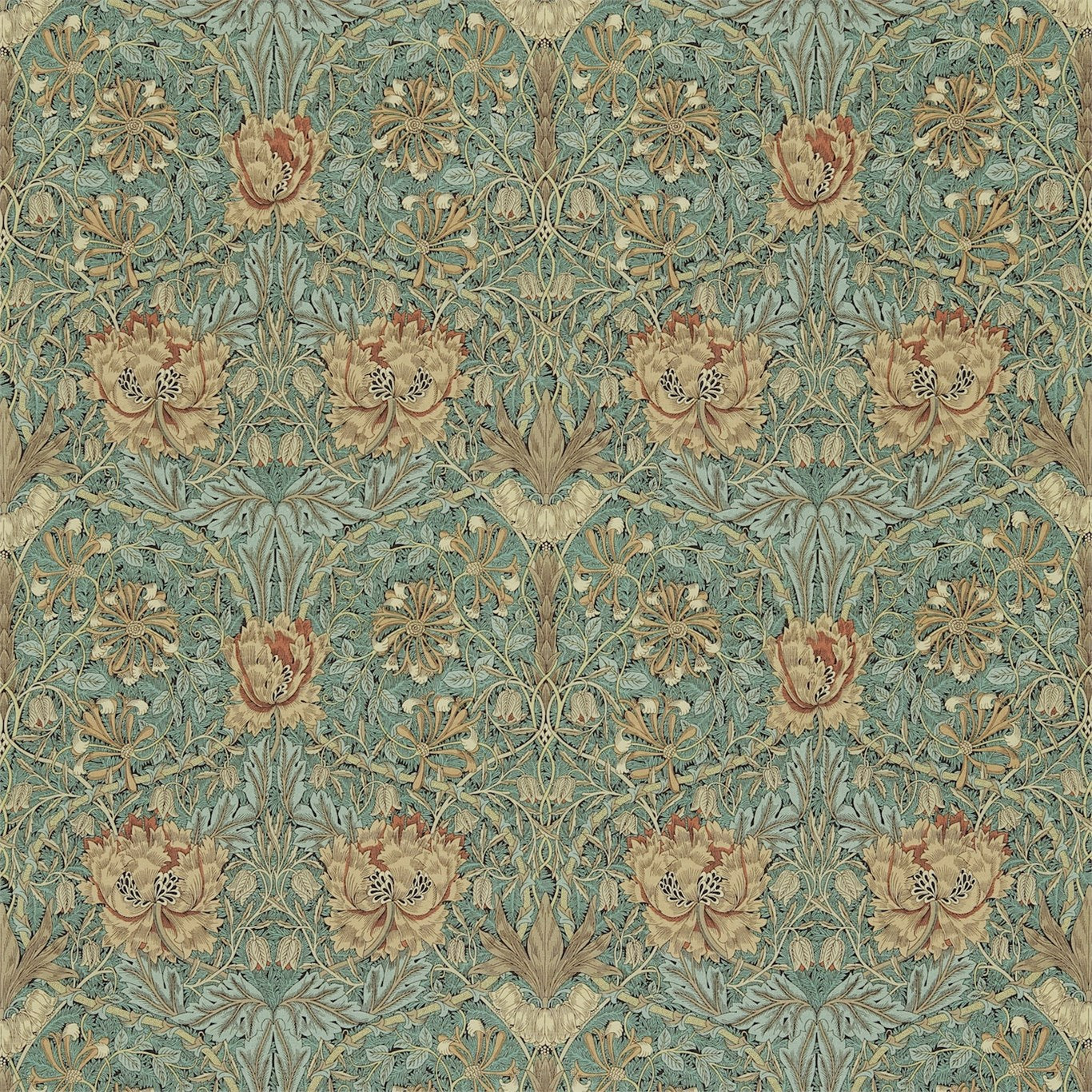 Morris & Co Honeysuckle & Tulip Privet/Honeycomb HO202 Fabric DMORHO202
