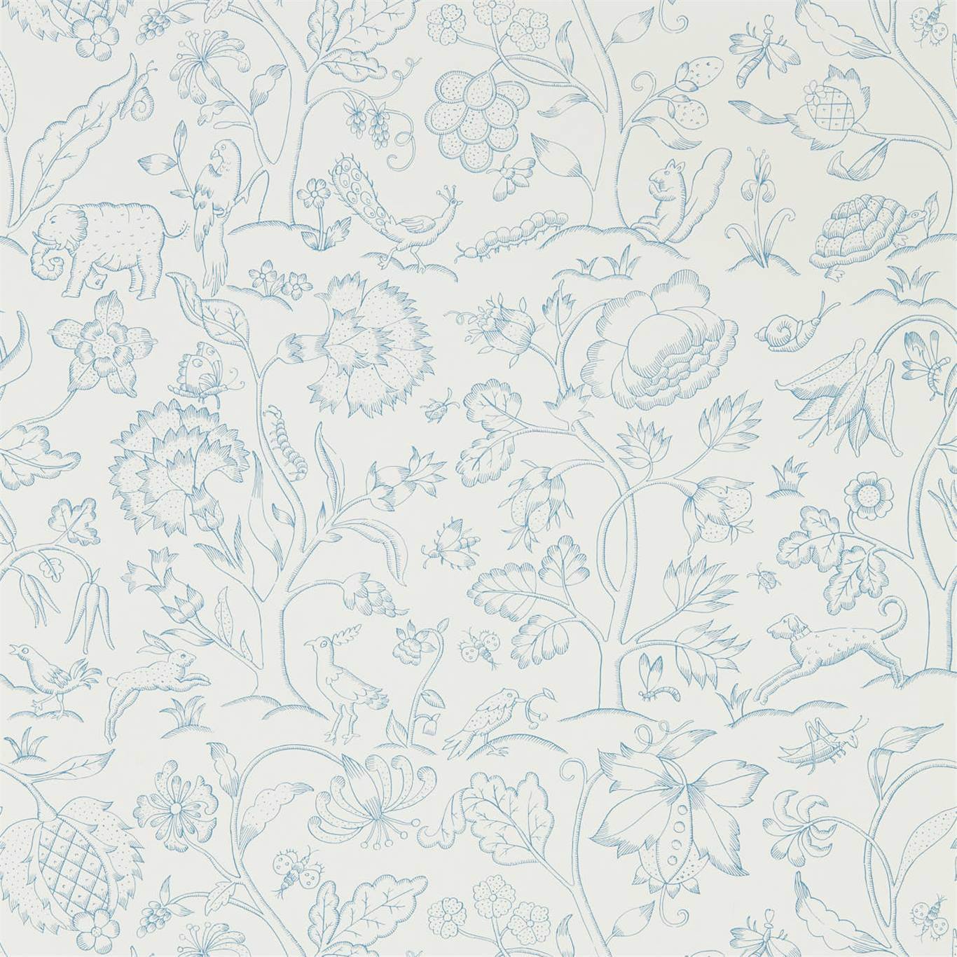 空翔る Morris & Co Middlemore Cornflower Chalk DMSW216698 Wallpaper | 40