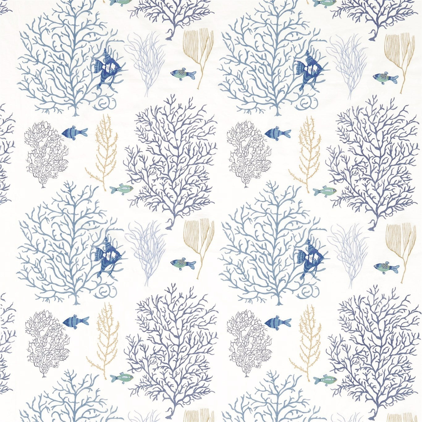 Sanderson Coral & Fish Marine/Blue 233300 Fabric DVOY233300