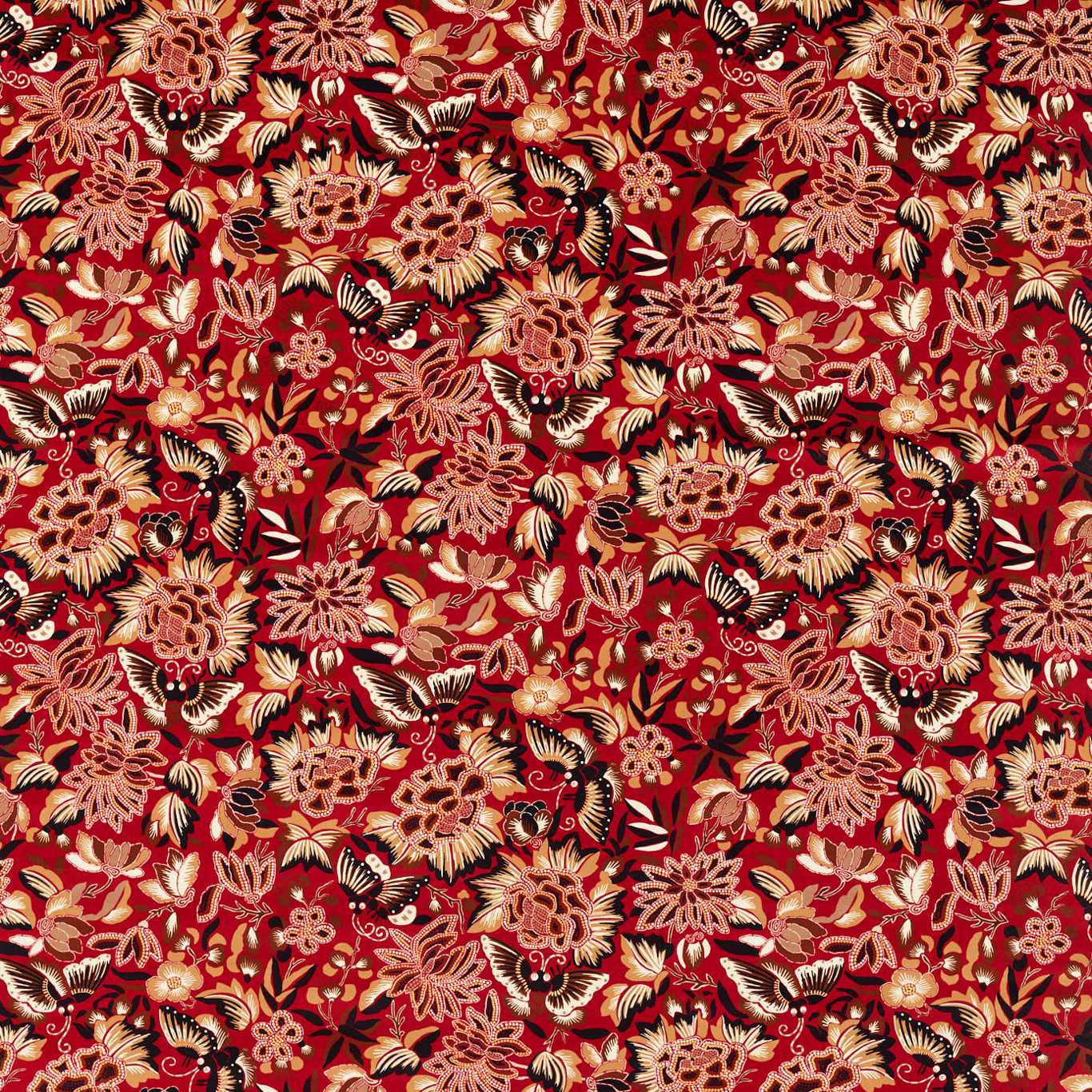 Sanderson Amara Butterfly Cinnabar/Ink Black 226974 Fabric DWAT226974