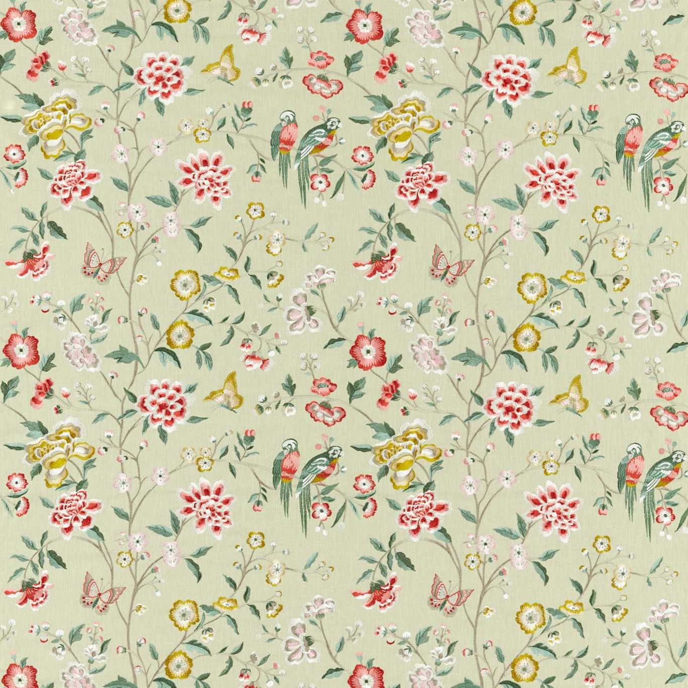 Sanderson Chinoiserie Hall Bamboo & Rose 237275 Fabric DWAT237275