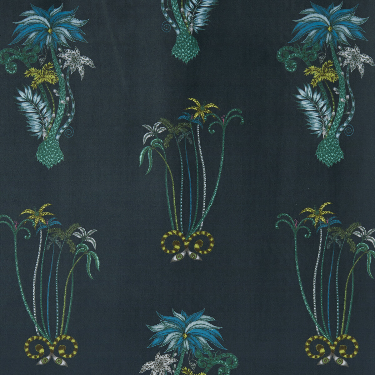 Clarke & Clarke Jungle Velvet Navy Fabric F1209/01.CAC.0