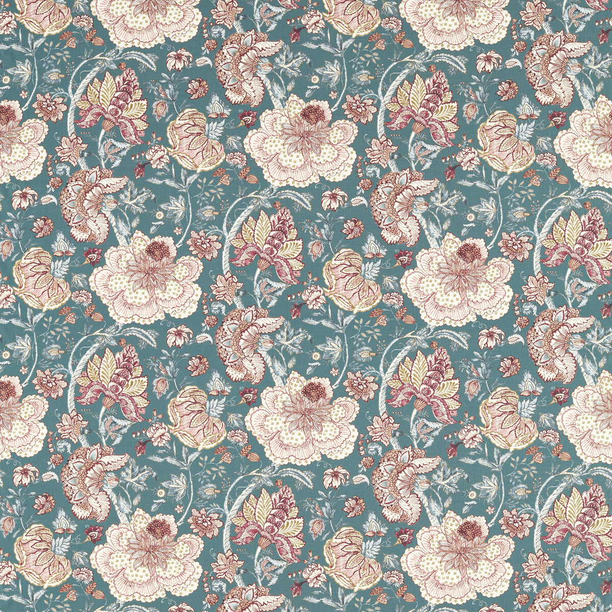 Clarke & Clarke Lucienne Teal Fabric F1542/04.CAC.0