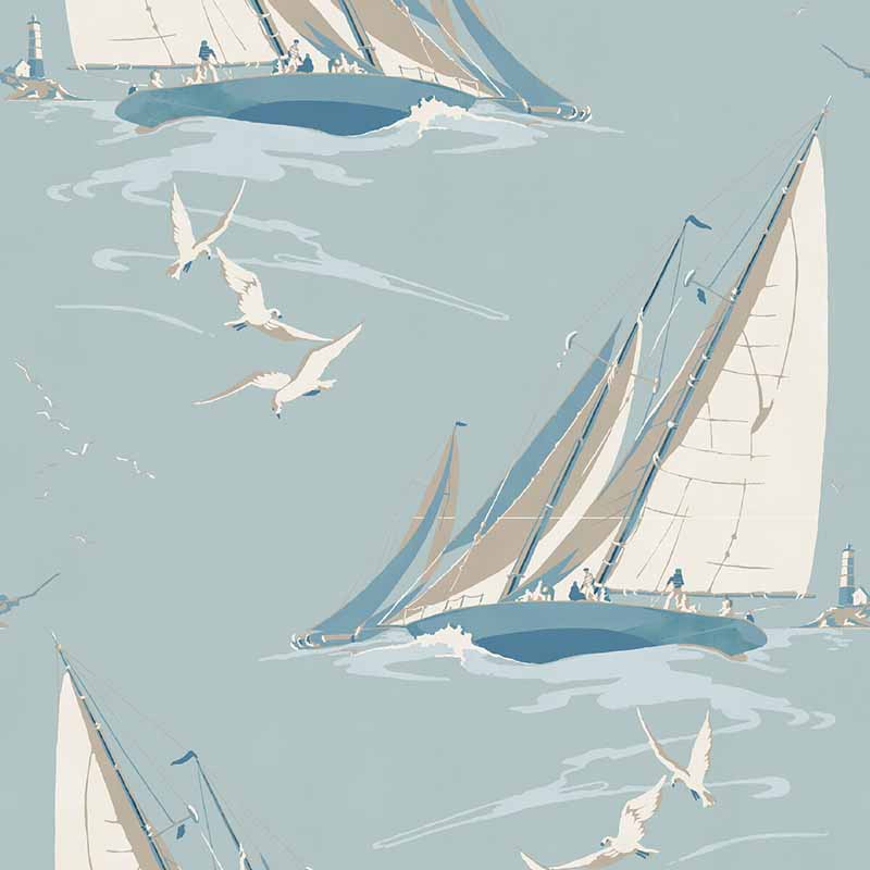 Mulberry Home Round The Island Blue Wallpaper FG094.H101.0