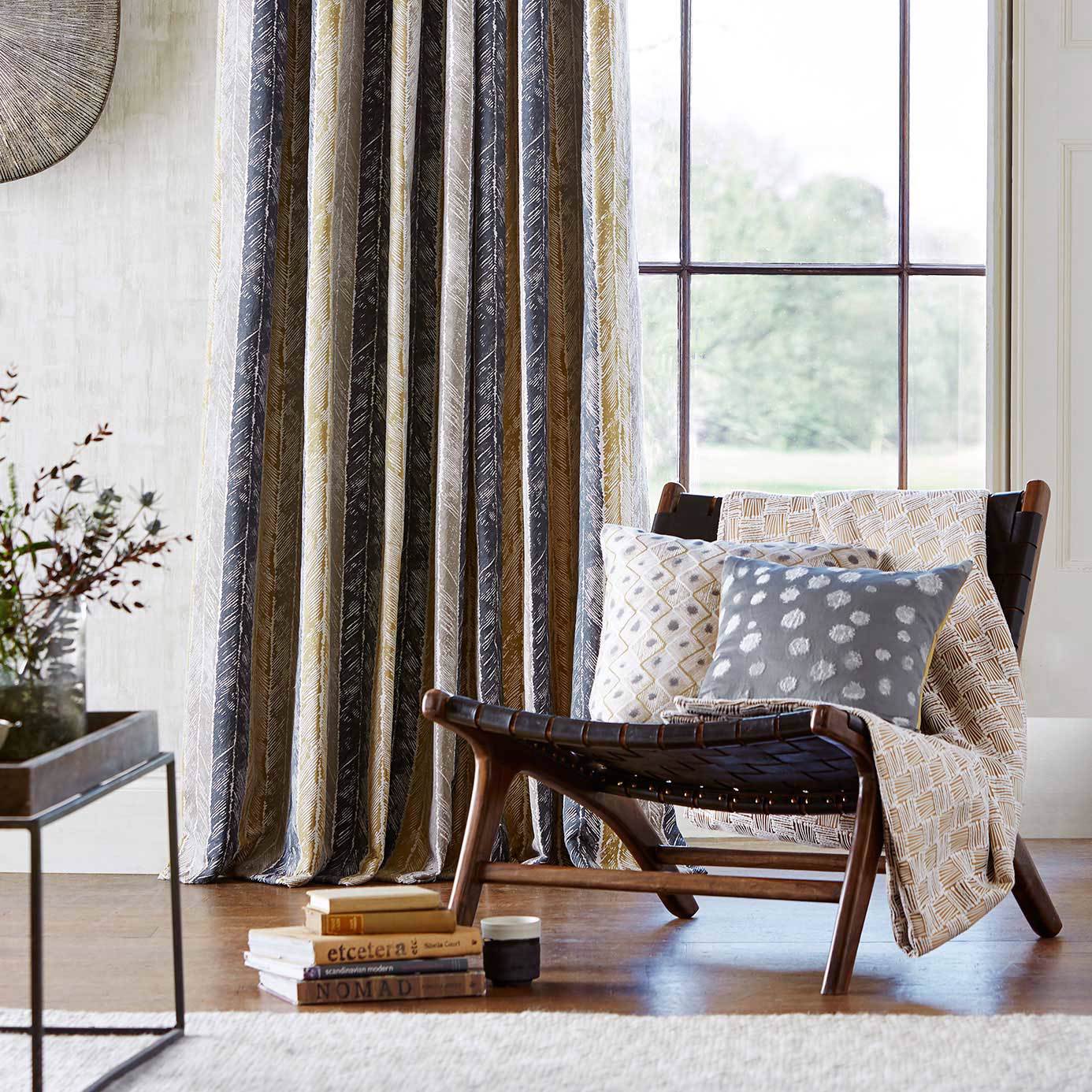 Harlequin Walchia Charcoal/Mocha/Brass 131904 Fabric HFRA131904